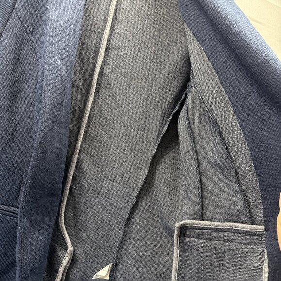 Skies Are Blue Asa Women's Blazer Sz S Blue Textured Knit Cuffed 3/4 Open Front - Picture 8 of 10